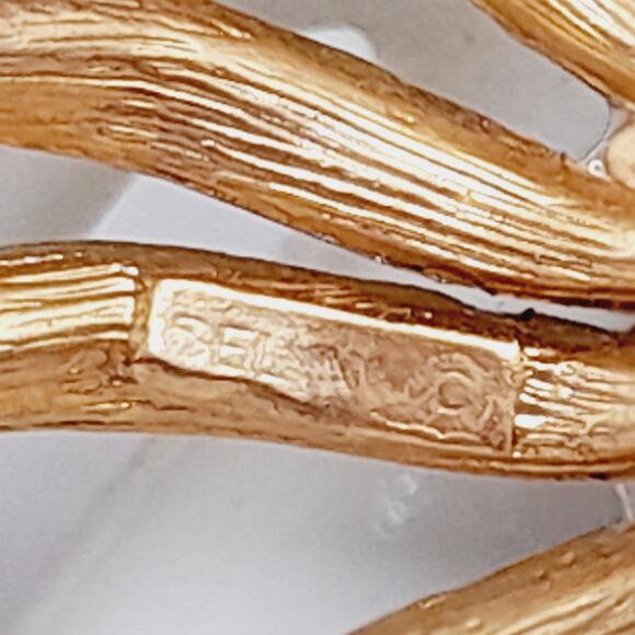 Vintage Selini Blue Rhinestone Pearl Brooch Cabochon Floral Pin 2" - Picture 6 of 9